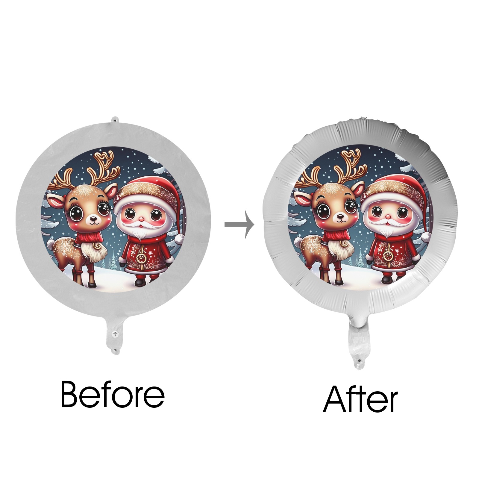 Santa and Reindeer Foil Balloon (18inch)