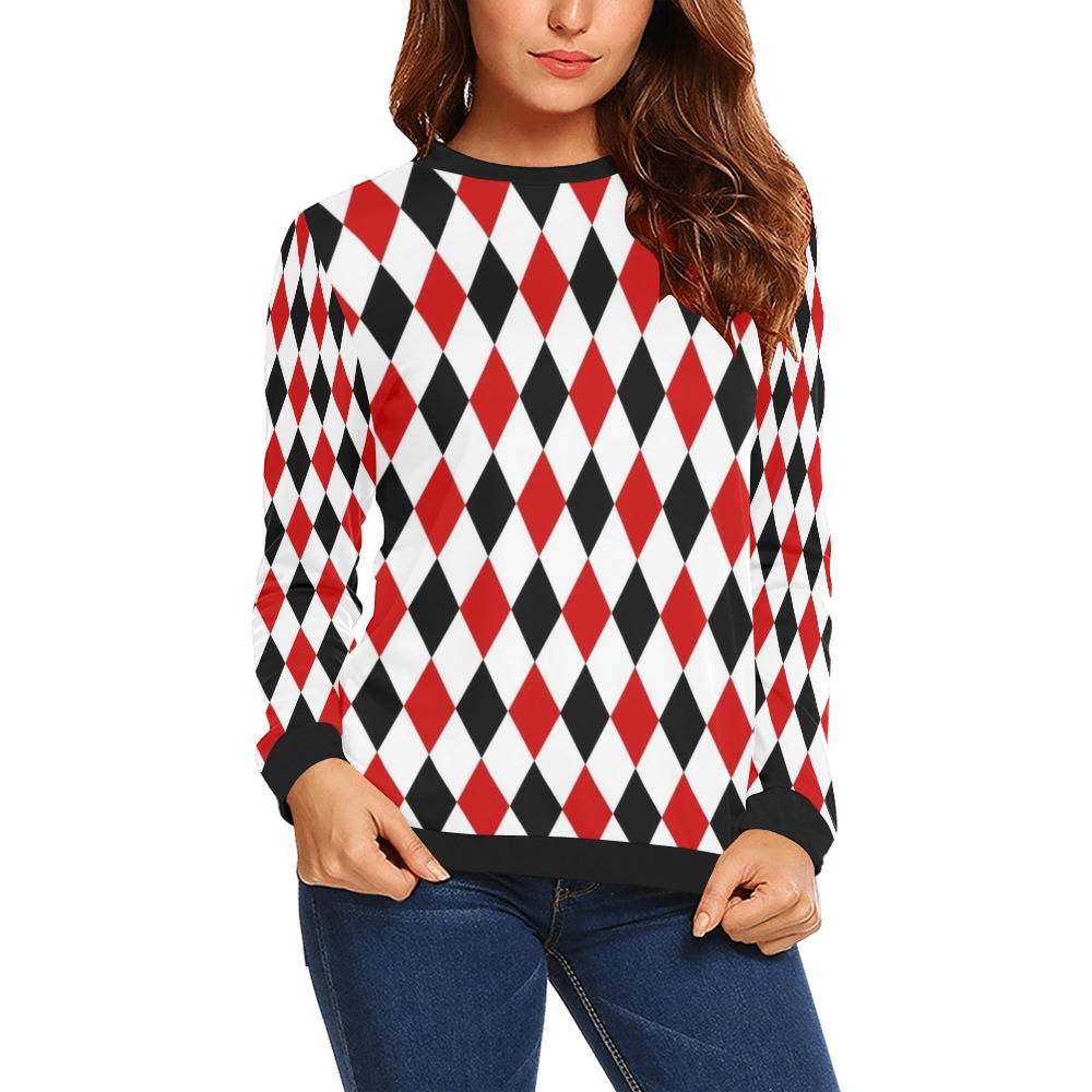 DIAMOND PATTERN All Over Print Crewneck Sweatshirt for Women (Model H18)