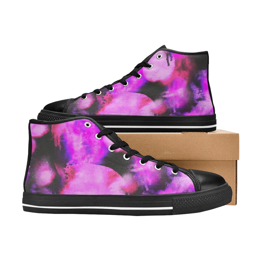 Graffiti dots pink and dark-2 Women's Classic High Top Canvas Shoes (Model 017)