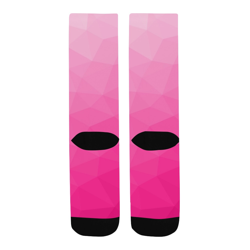 Hot pink gradient geometric mesh pattern Men's Custom Socks