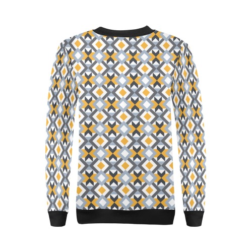 Retro Angles Abstract Geometric Pattern All Over Print Crewneck Sweatshirt for Women (Model H18)