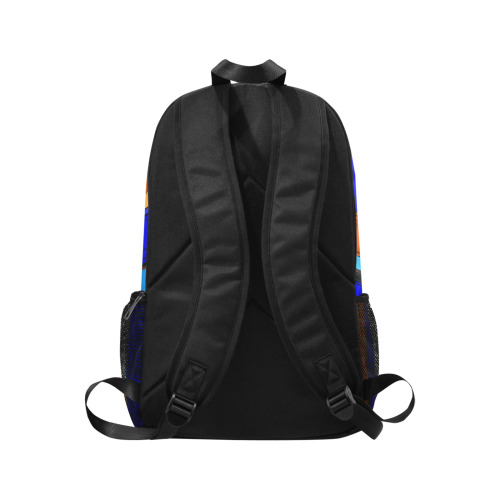 Abstract Blue And Orange 930 Fabric Backpack with Side Mesh Pockets (Model 1659)