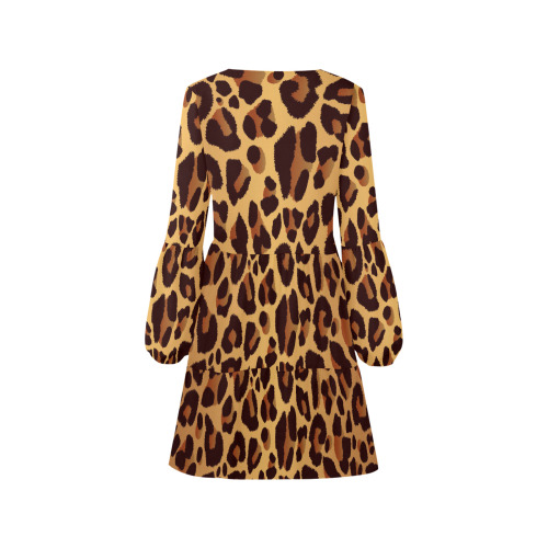Leopard Pattern V-Neck Loose Fit Dress (Model D62)