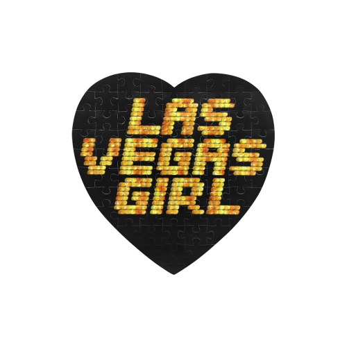 Las Vegas Girl Neon Heart-Shaped Jigsaw Puzzle (Set of 75 Pieces)