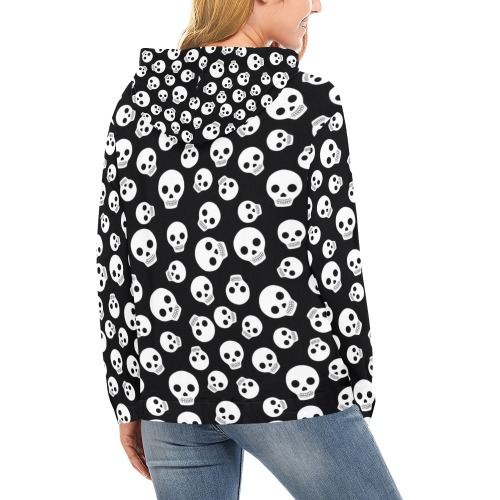 skulls All Over Print Hoodie for Women (USA Size) (Model H13)