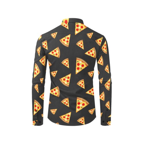 Cool and fun pizza slices pattern dark gray Men's All Over Print Casual Dress Shirt (Model T61)