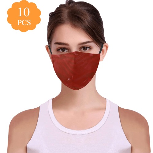 RED Wet Look by Artdream 3D Mouth Mask with Drawstring (Pack of 10 & 20 Filters Included) (Model M04)