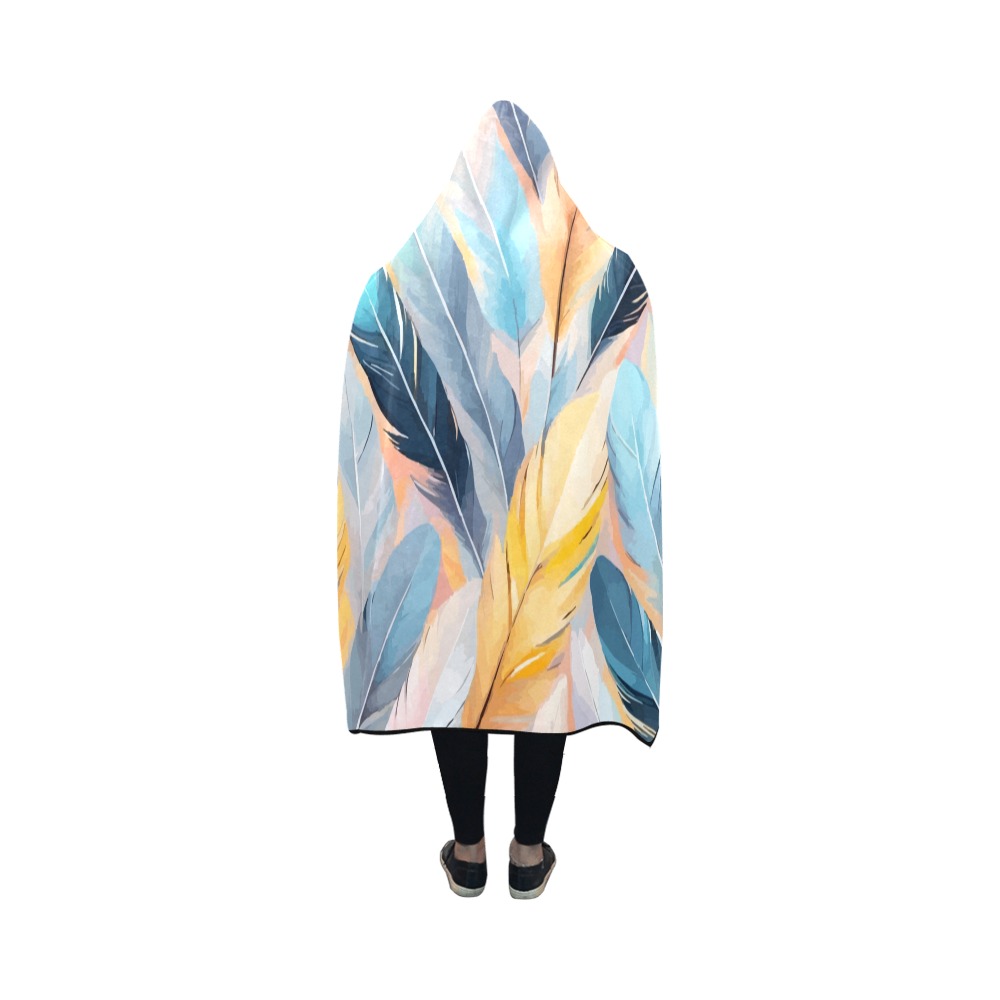 Nice mix of elegant feathers of pastel colors. Hooded Blanket 50''x40''