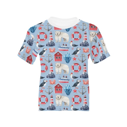 Polarbear, Seagull and Penguin Kids' All Over Print T-shirt (Model T65)