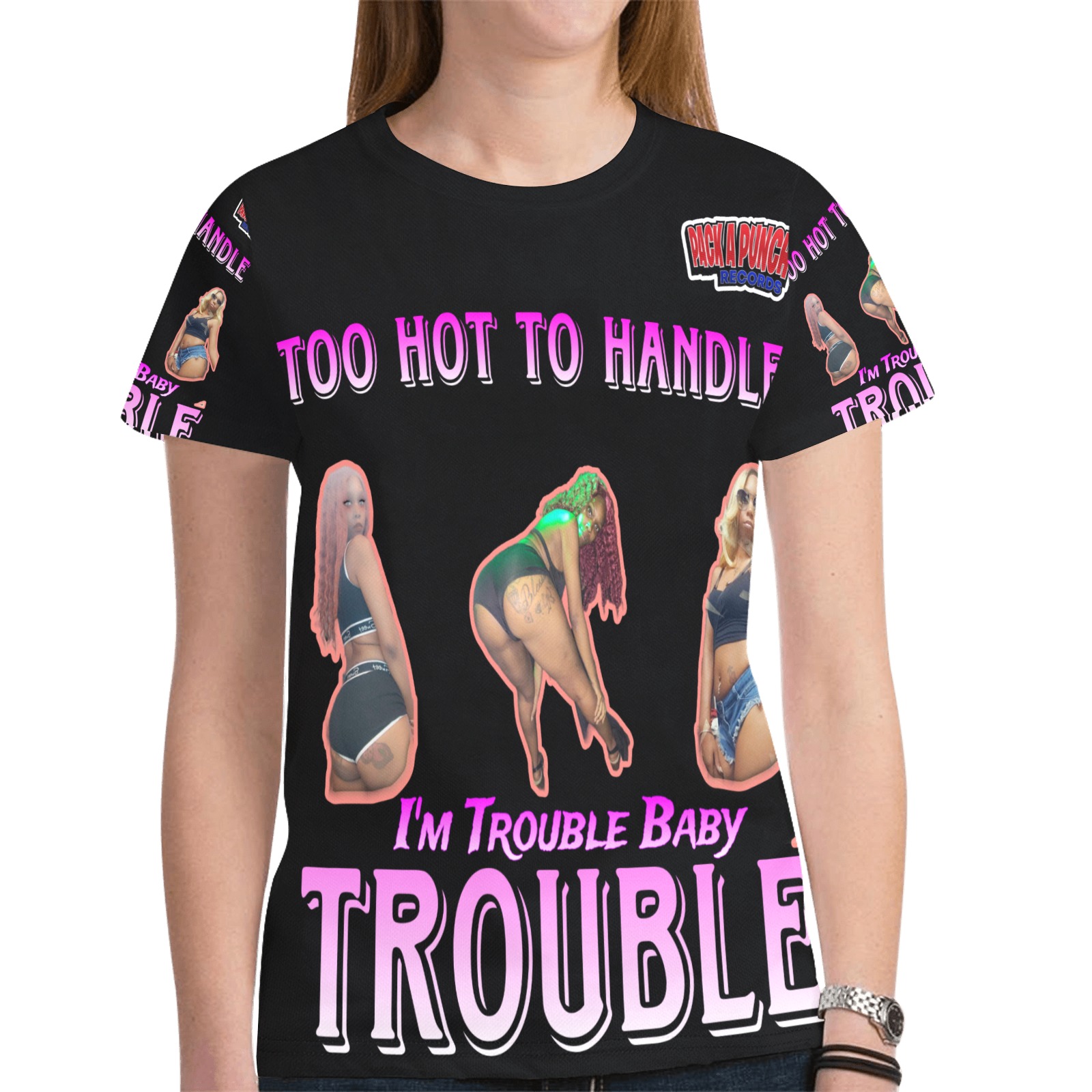 TROUBLE PACK A PUNCH SHIRTS New All Over Print T-shirt for Women (Model T45)