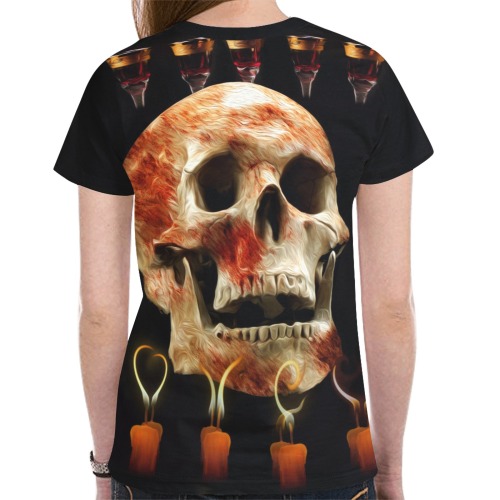 Gothic Skull Wine Candles Ritual New All Over Print T-shirt for Women (Model T45)