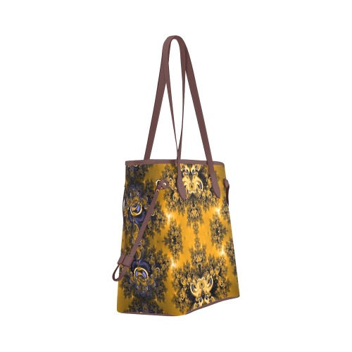 Golden Sun through the Trees Frost Fractal Clover Canvas Tote Bag (Model 1661)
