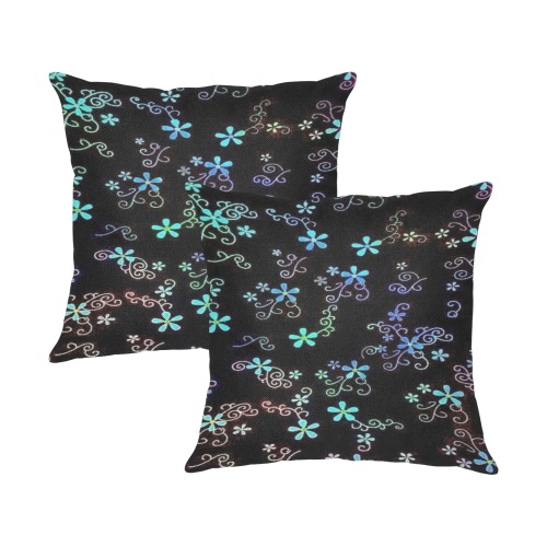flowers (6) Linen Zippered Pillowcase 18"x18"(Two Sides&Pack of 2)