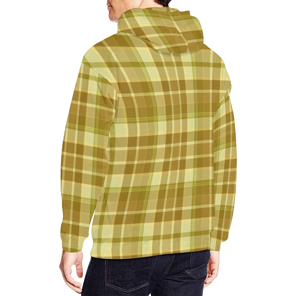 Shades Of Yellow Plaid All Over Print Hoodie for Men (USA Size) (Model H13)