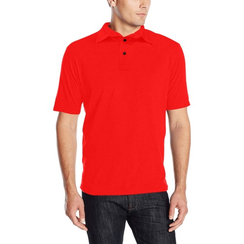 Merry Christmas Red Solid Color Men's All Over Print Polo Shirt (Model T55)