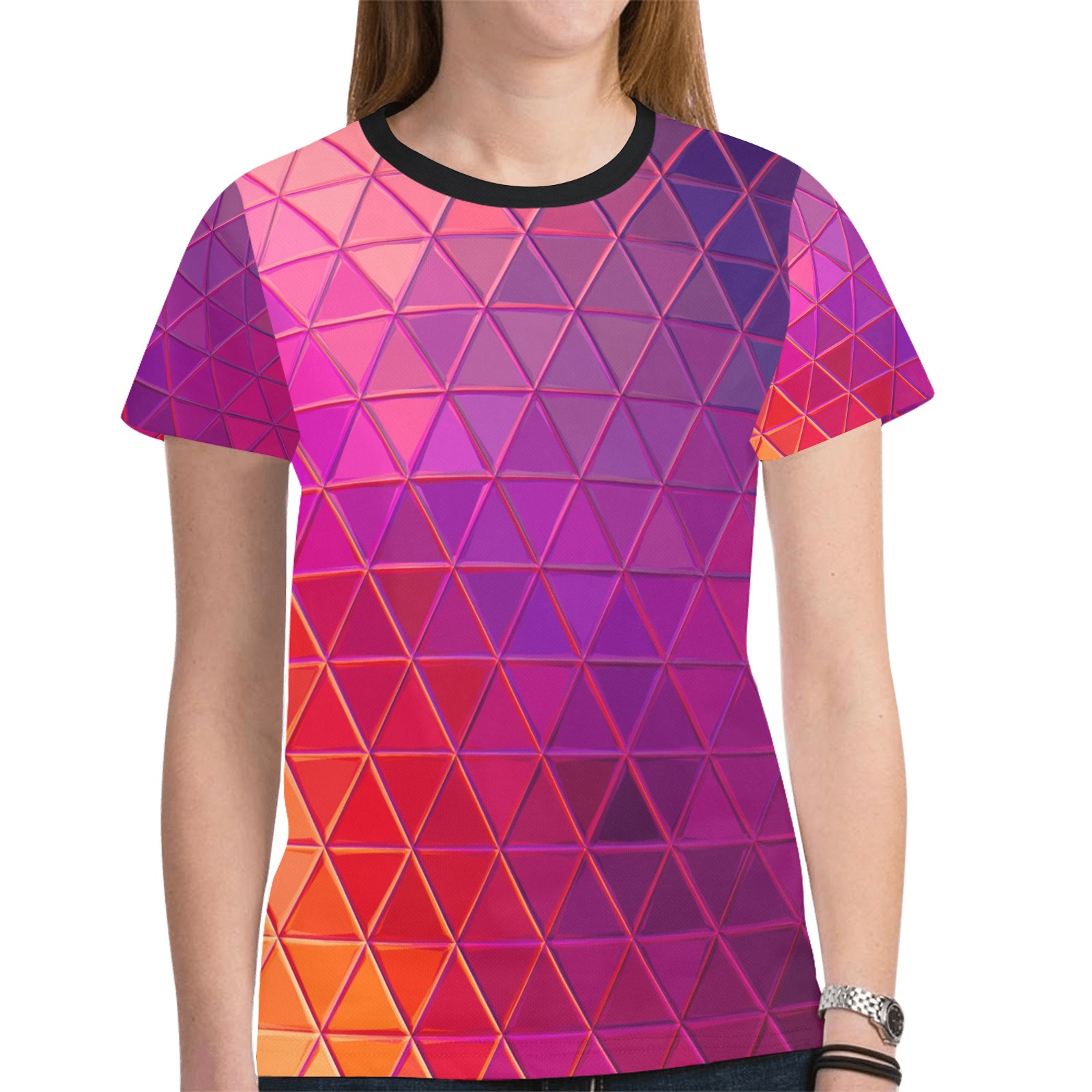 mosaic triangle 5 New All Over Print T-shirt for Women (Model T45)