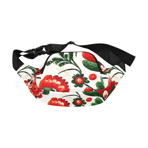 folklore motifs red flowers Fanny Pack/Small (Model 1677)