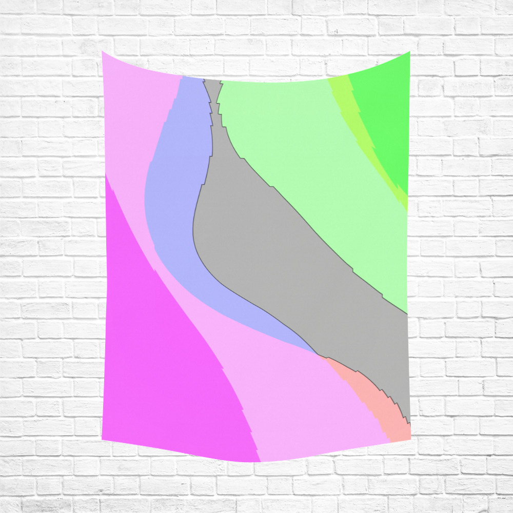 Abstract 703 - Retro Groovy Pink And Green Polyester Peach Skin Wall Tapestry 60"x 80"