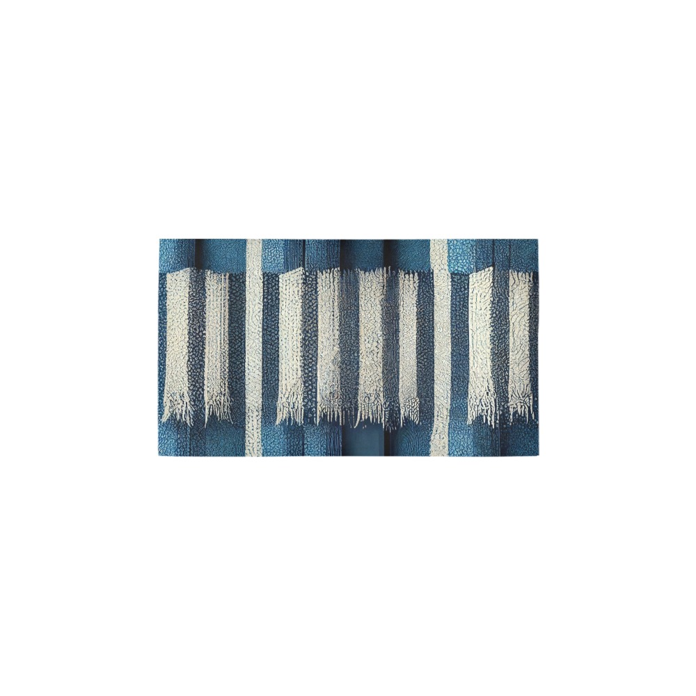 blue and white striped pattern 2 Bath Rug 16''x 28''