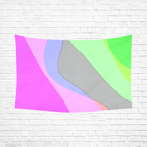 Abstract 703 - Retro Groovy Pink And Green Cotton Linen Wall Tapestry 90"x 60"