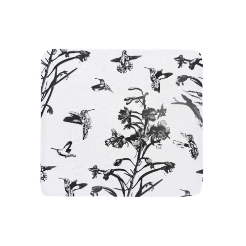 humming birds and fire weed black and white Rectangular Seat Cushion