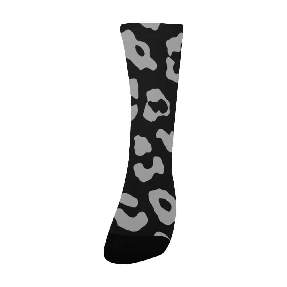 Leopard Print Black Gray Women's Custom Socks