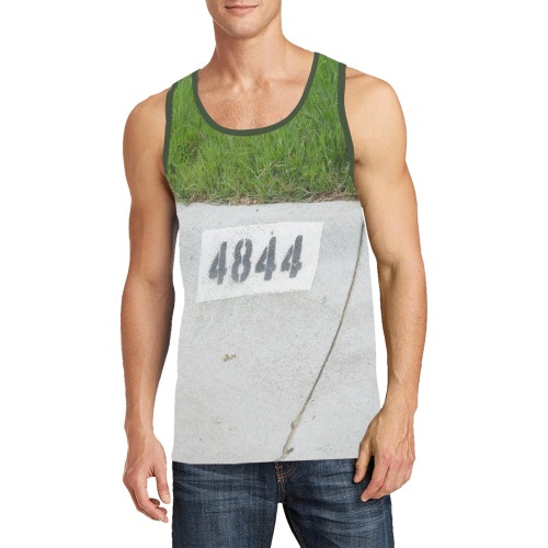 Street Number 4844 with Dark Green Collar Men's All Over Print Tank Top (Model T57)