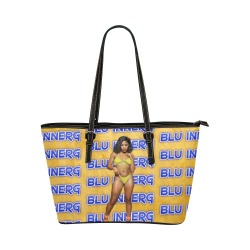 Yellow/Blue Blu InnerG Leather Tote Bag/Large (Model 1651)