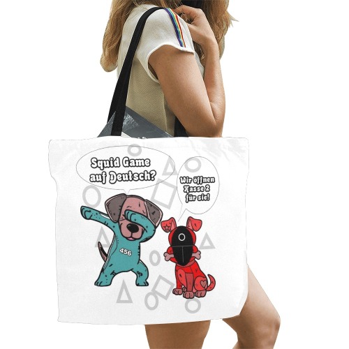 Dog Game German/ squid game by Nico Bielow All Over Print Canvas Tote Bag/Large (Model 1699)