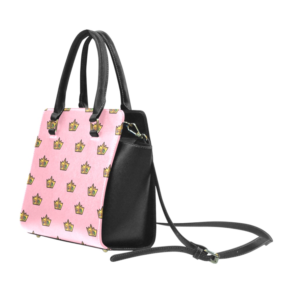 Pink Guapo Rivet Shoulder Handbag (Model 1645)