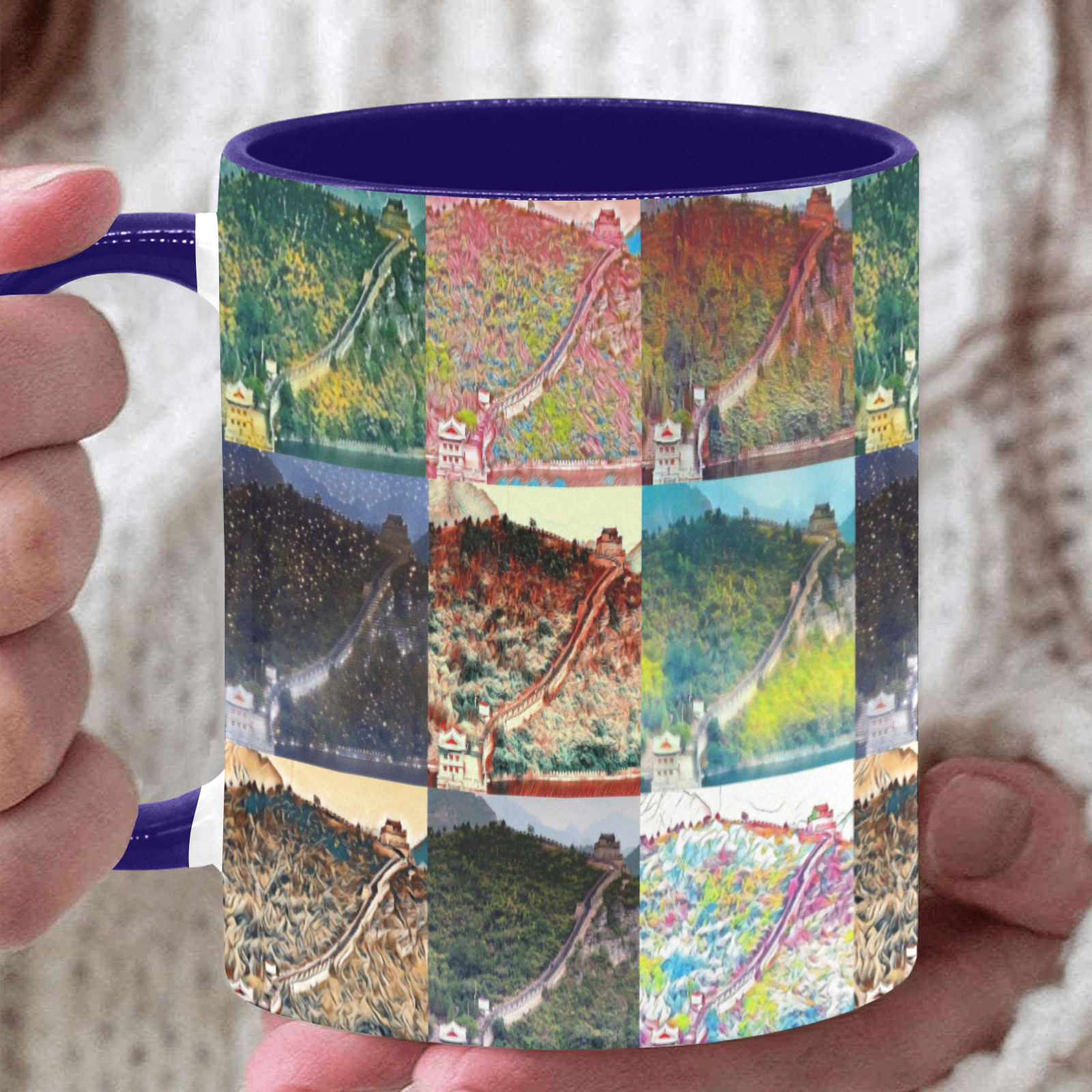 Great Wall of China, China Collage Custom Inner Color Mug (11oz)