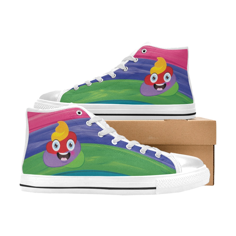 Poop colorful High Top Canvas Shoes for Kid (Model 017)