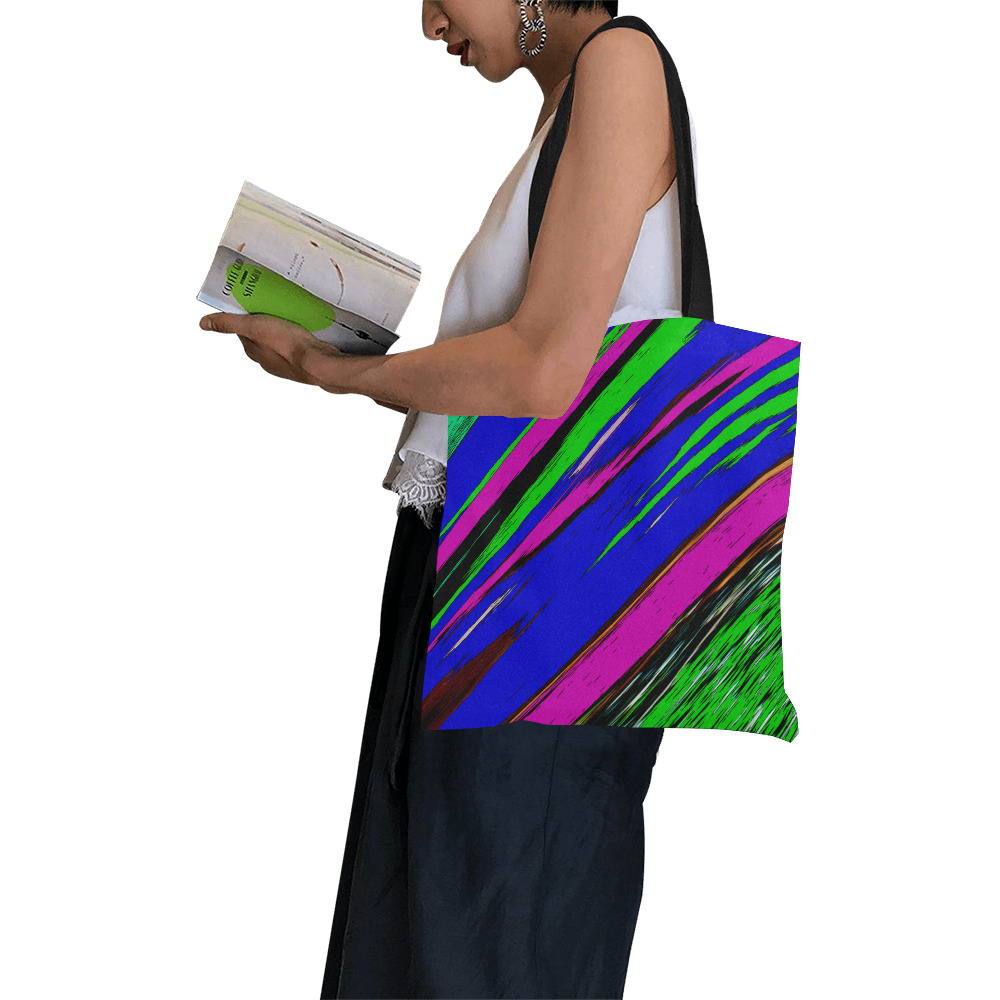 Diagonal Green Blue Purple And Black Abstract Art All Over Print Canvas Tote Bag/Small (Model 1697)
