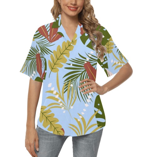 Colorful Tropical Pattern (10) All Over Print Hawaiian Shirt for Women (Model T58)