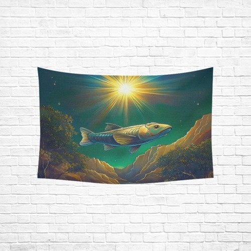 Celestial Swim Cotton Linen Wall Tapestry 60"x 40"