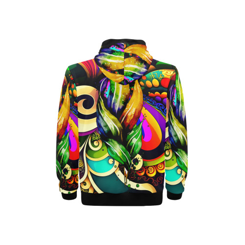 Mardi Gras Colorful New Orleans High Neck Pullover Hoodie for Men (Model H24)