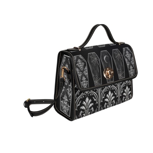 Gothic Coffins Satchel Handbags Waterproof Canvas Bag-Black (All Over Print) (Model 1641)