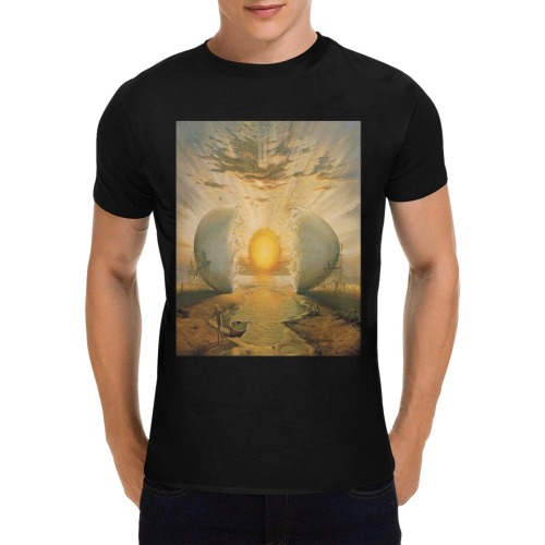 broken egg and sun in the middle at the sea Tshirt Men's T-Shirt in USA Size (Two Sides Printing)