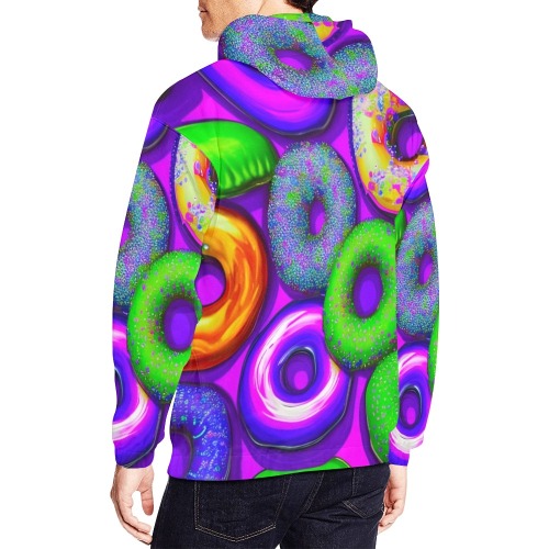 Colorful Donuts Purple All Over Print Hoodie for Men (USA Size) (Model H13)