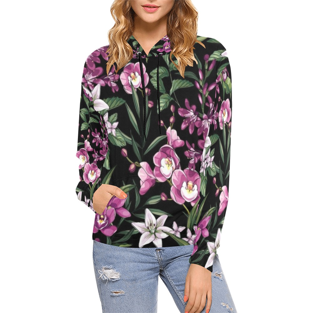 floral (99) All Over Print Hoodie for Women (USA Size) (Model H13)
