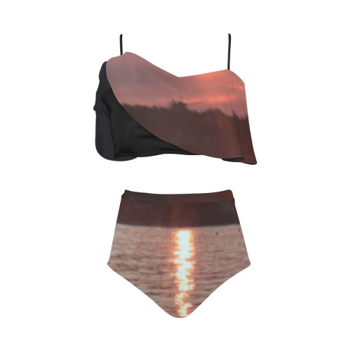 Glazed Sunset Collection High Waisted Ruffle Bikini Set (Model S13)