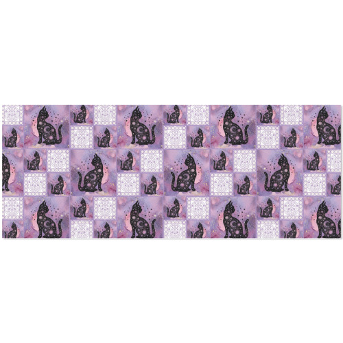 Purple Cosmic Cats Patchwork Pattern Gift Wrapping Paper 58"x 23" (2 Rolls)