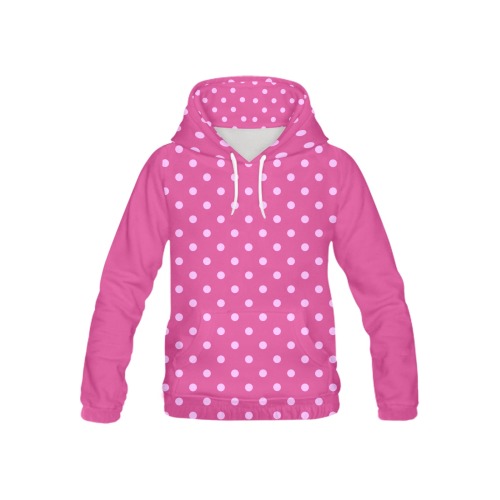 Pink Polka Dots on Fuscia All Over Print Hoodie for Kid (USA Size) (Model H13)
