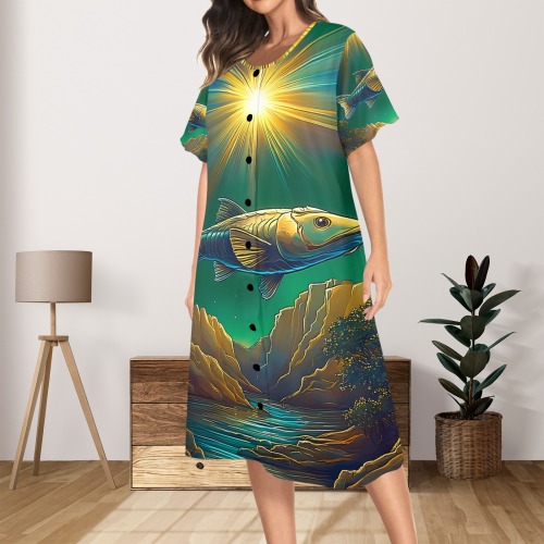 Celestial Swim Women's Button Front House Dress