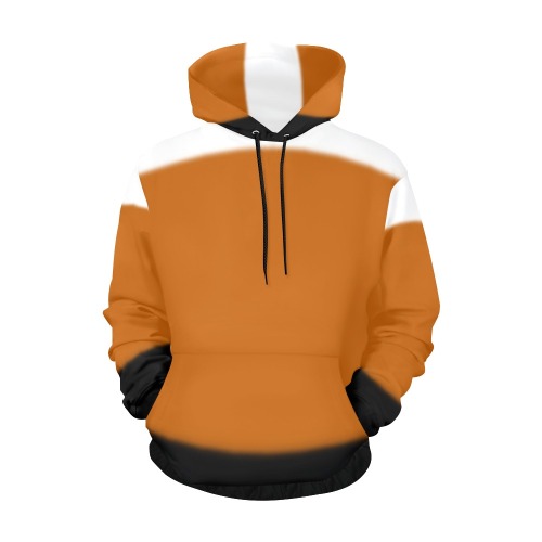 White, Orange and Black Ombre All Over Print Hoodie for Women (USA Size) (Model H13)