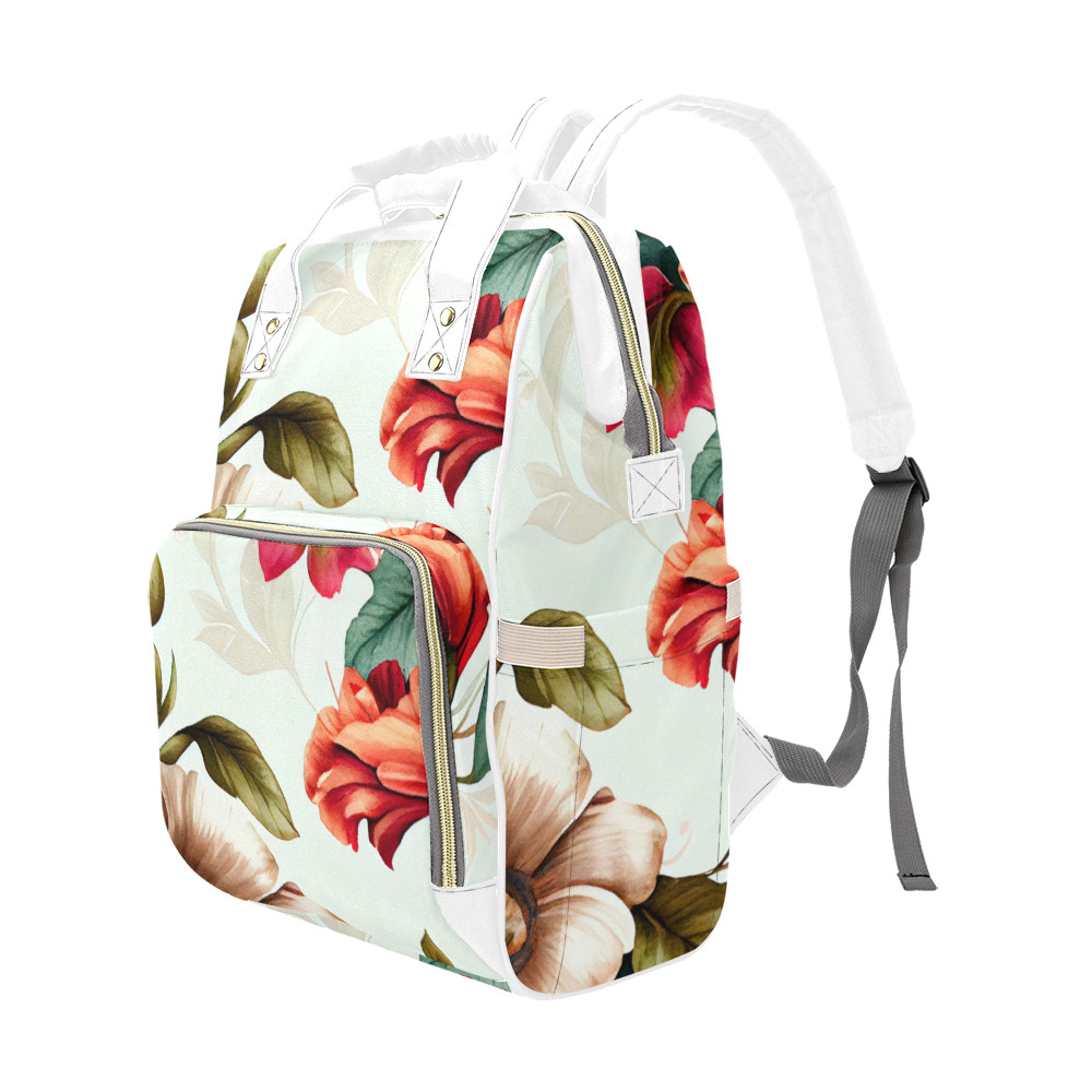 flowers botanic art (4) backpack Multi-Function Diaper Backpack/Diaper Bag (Model 1688)