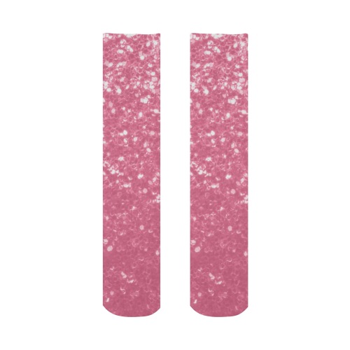 Magenta light pink red faux sparkles glitter All Over Print Socks for Women