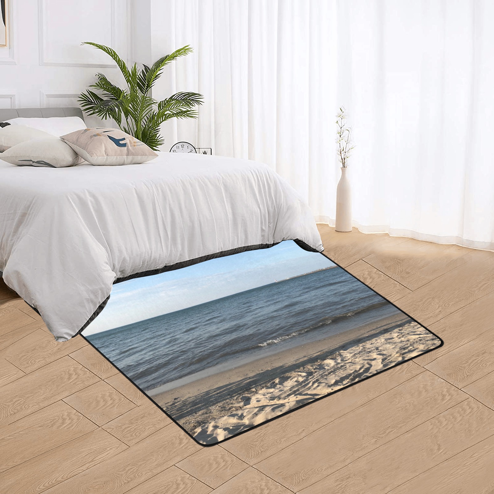 Beach Collection Area Rug with Black Binding 5'3''x4'