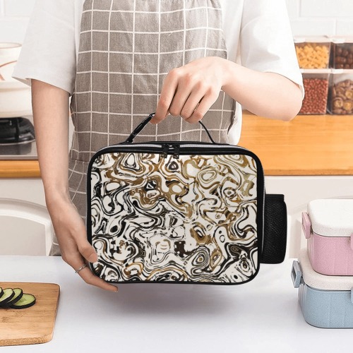 Marble Bronze PU Leather Lunch Bag (Model 1723)