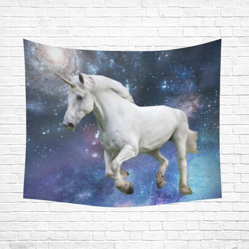 Unicorn and Space Cotton Linen Wall Tapestry 60"x 51"